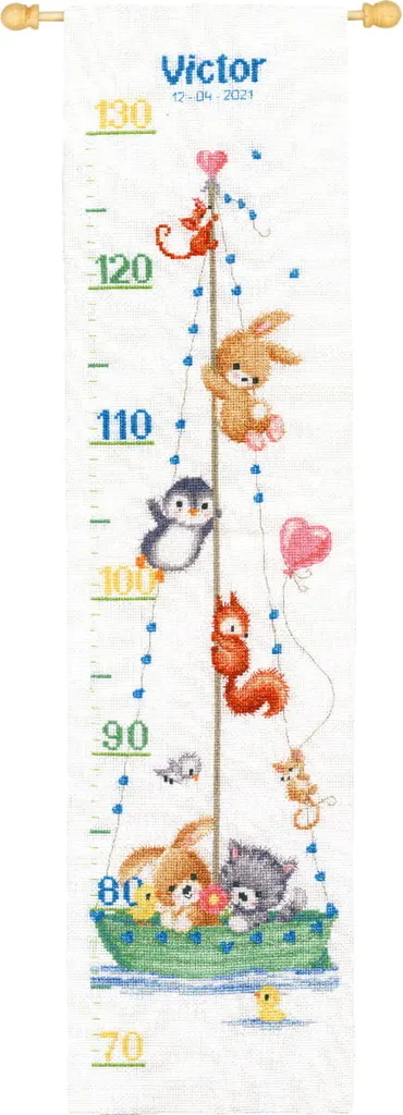 Kit Broderie Point de Croix Règle à mesurer 18x70cm motif Aventure