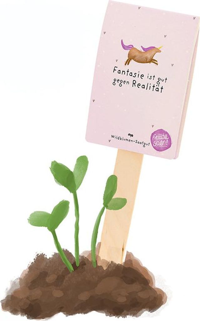 Fantasie ist gut gegen Realität – Saatgruß mit Wildblumensamen – Pflanzbare Grußkarte als kreative Geschenkidee – Nachhaltig & plastikfrei...