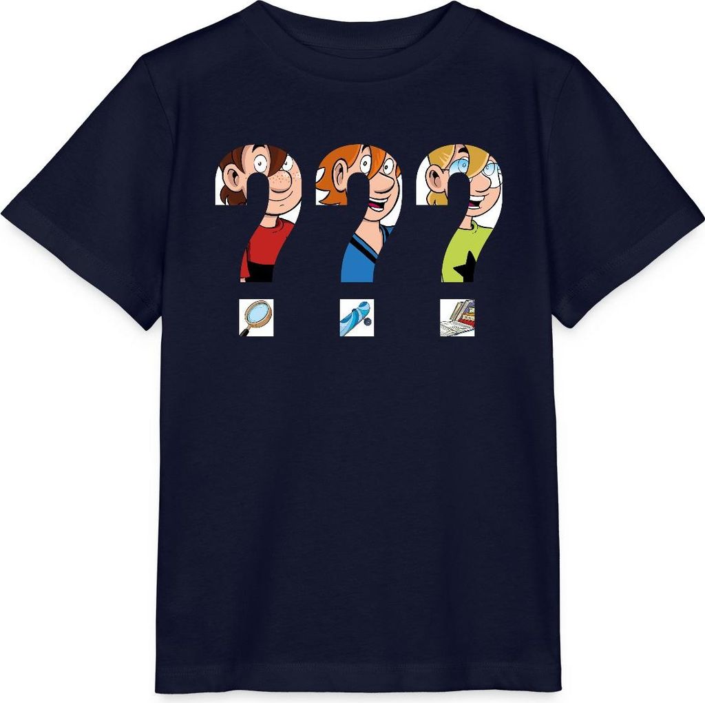 Spreadshirt Die Drei Fragezeichen Kids Silhouetten Kinder Basic T-Shirt, 110/116 (5-6 Jahre), Navy
