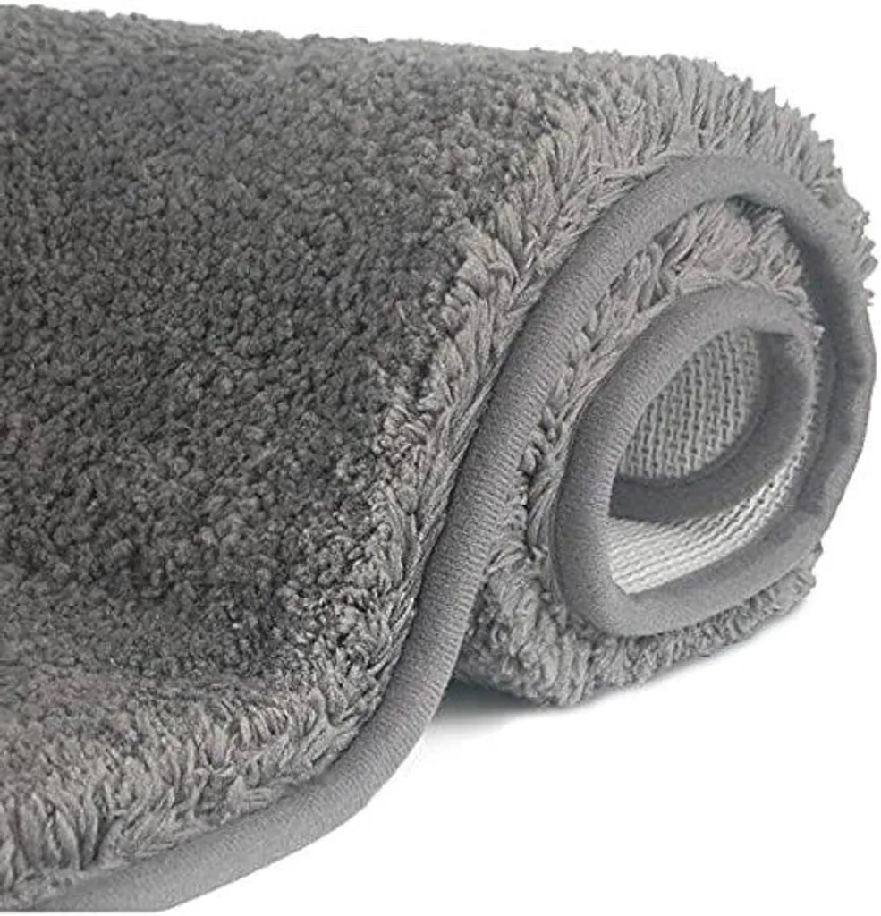 Tapis de salle de bain de luxe antidérapant à poils longs doux 50x80cm