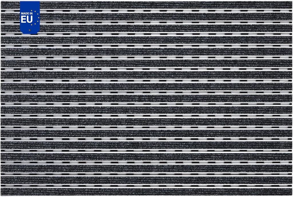 POLENTEX Aluminium Fußmatte für Türen mit Rahmen, 90x60 cm, Verstärkt 17 mm, Textil-Einlage (Rips), Objektgeeignete Eingangsmatte für Innen, A...