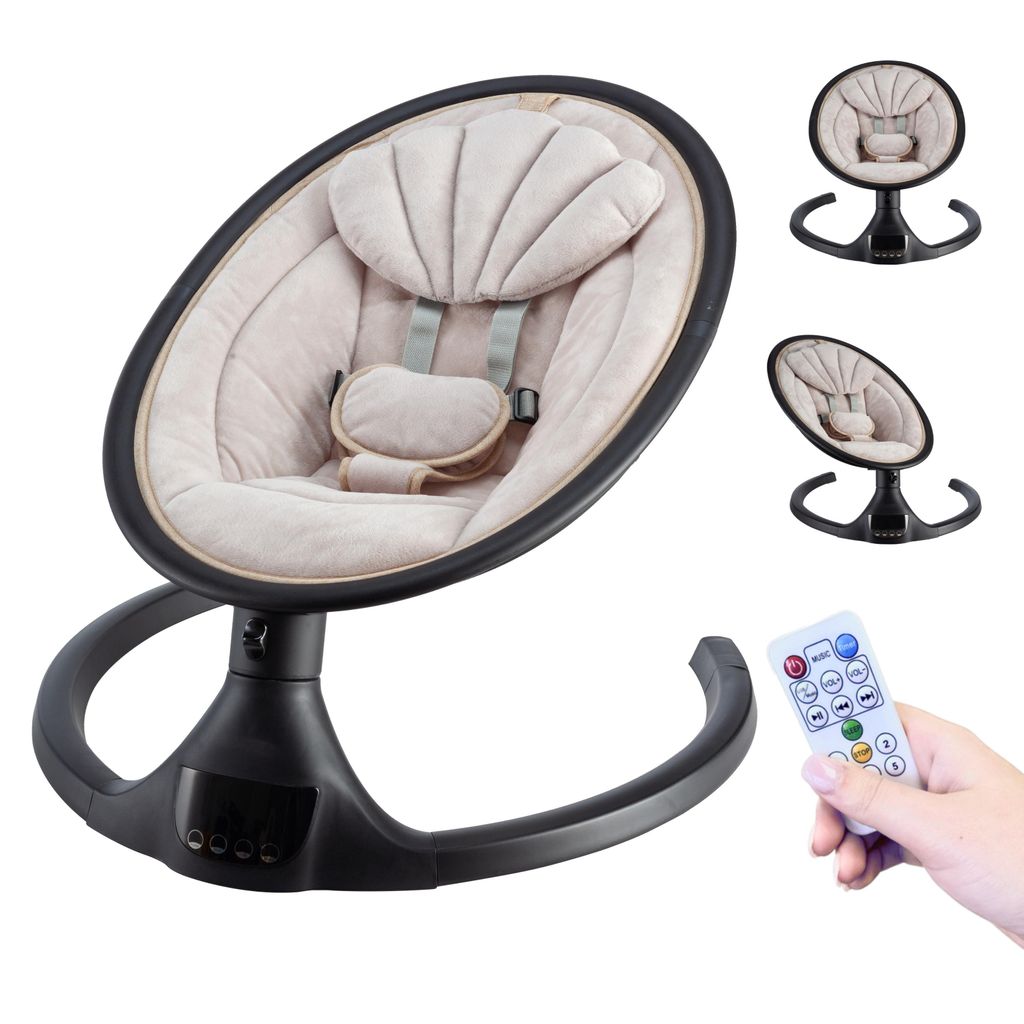 X Adventure Elektrischer Babywippe Rocco Velvet Nougat – 5 Geschwindigkeiten, Bluetooth-Lautsprecher, LED-Touch-Panel, geeignet ab 0 Monaten bis ...