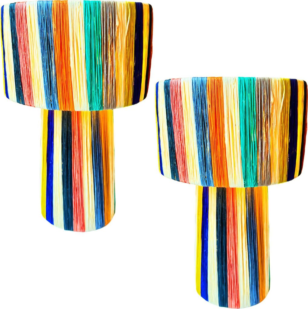 Marrakesch 2er Set Tischlampe Nachttischlampe 42cm groß aus Raffia bast | Boho Lampe Stehlampe als Wohnzimmer Schlafzimmer oder Kinderzimmer Deko ...