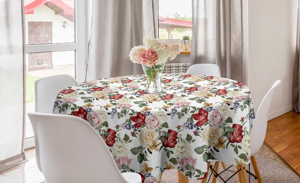 Tovaglia Rotonda Lavabile 150 cm Design Lillà Rosa Pallido Abakuhaus