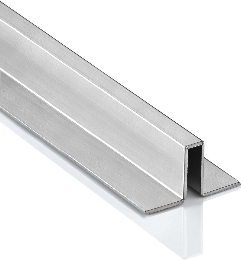 Slim-Line U-Profil Bordüre mit Schenkel Fliesenschiene Edelstahl V2A L250cm H12 gebürstet