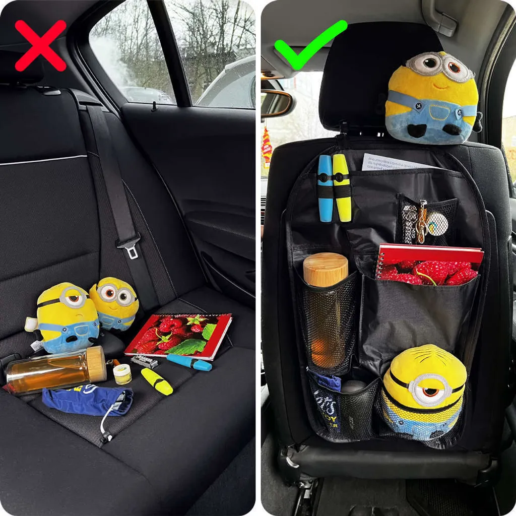 SENYAZON Organizzatore Universale Per Sedile Auto 4ª Generazione - Pelle PU Impermeabile Con Tasche - Nero (1 Pezzo)