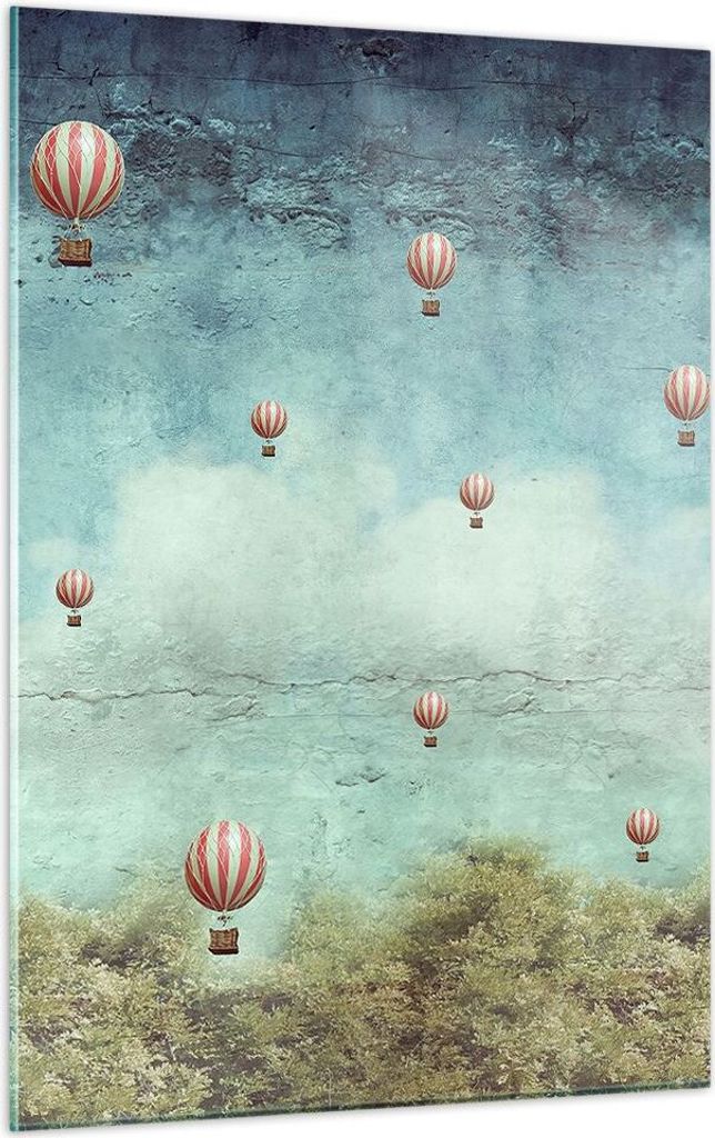Bilder auf glas - Einteilig - Baloons Phantasie Illustration Fantasie - 50x70cm - Glasbilder - Wandbilder - Bilder - Wanddekoration aus Glas - Glas...