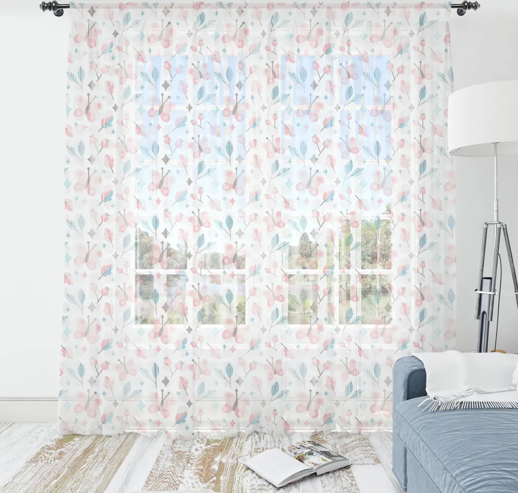Grand Tissu Mural en Satin Doux Motif Papillons Pastel 220x274 cm