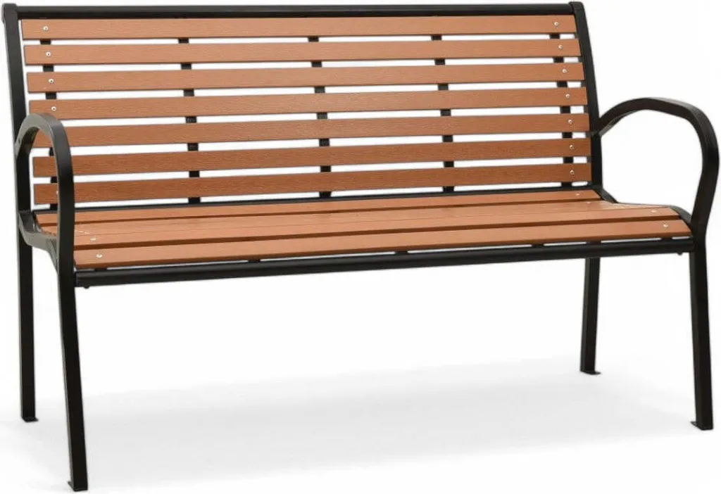 Banc de jardin Alba 125 cm marron en acier pour détente au soleil
