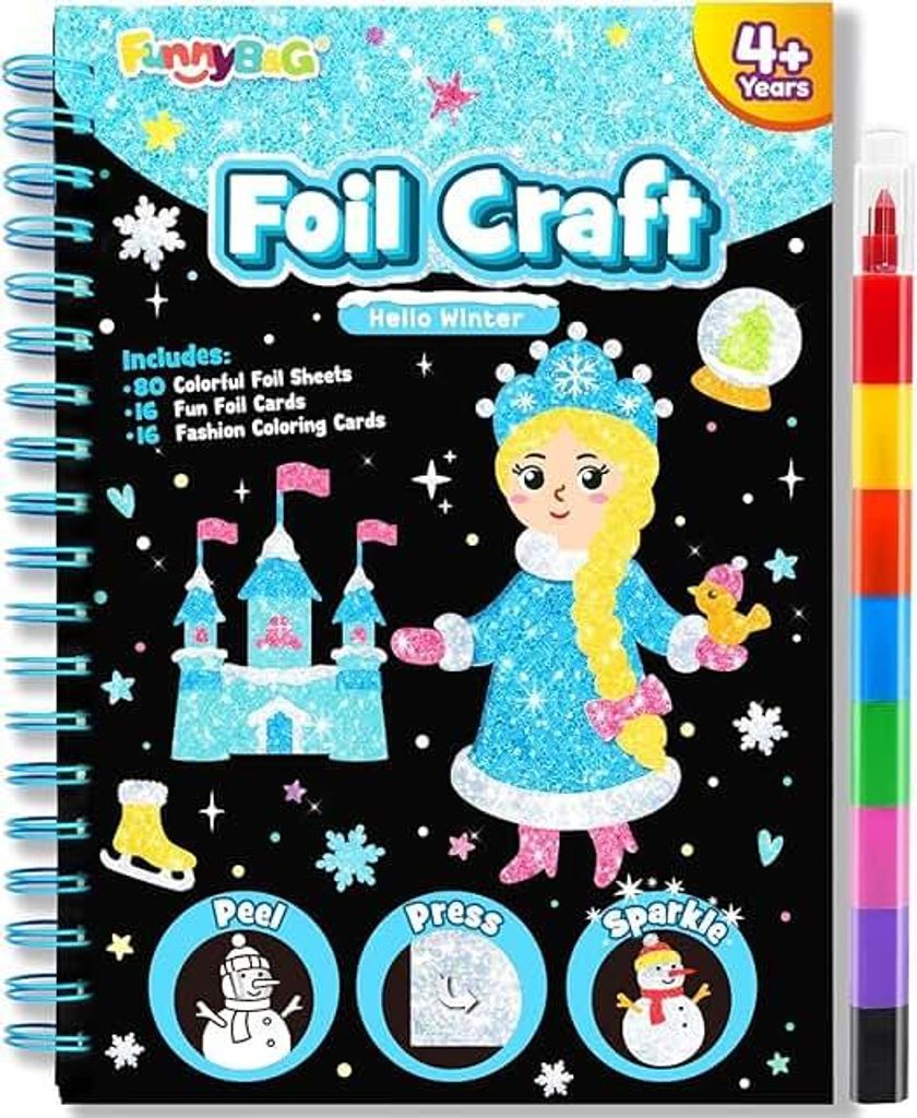 FUNNYB&G Foil Art Kinder Kunst & Bastelaktivität: Kreatives Reisespielzeug für DIY-Aktivität, Bastelset kinder | Geschenk Mädchen 4 5 6 7 8 9 J...