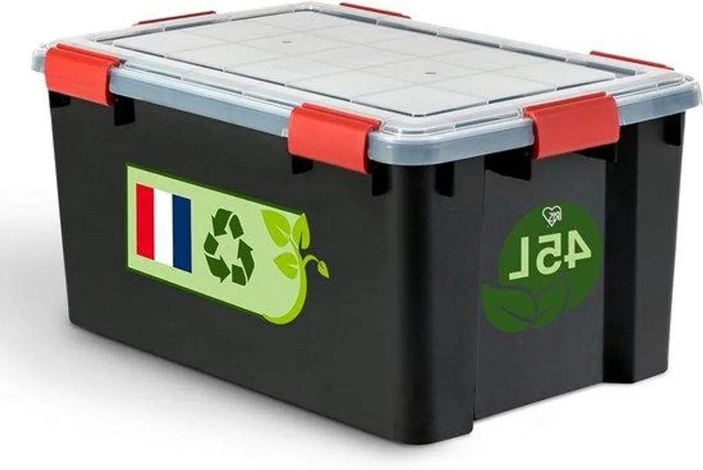 Conteneur hermétique 45L rouge avec fermetures à cliquet robustes