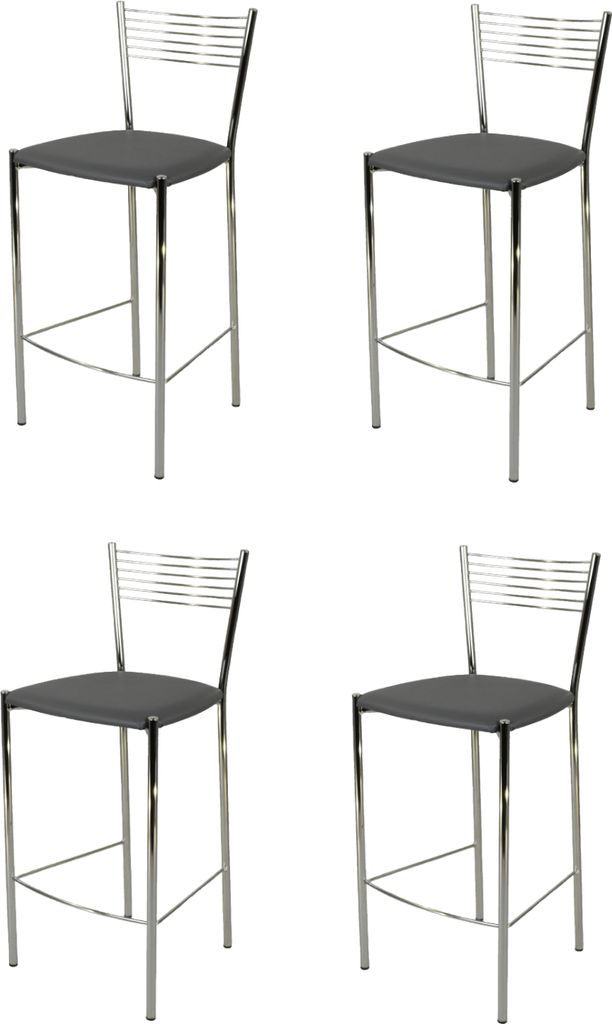 t m c s Tommychairs - 4er Set moderne Barhocker ELEGANCE für Küche und Esszimmer, robustes Gestell aus verchromtem Stahl, gepolsterte Sitzfläche...