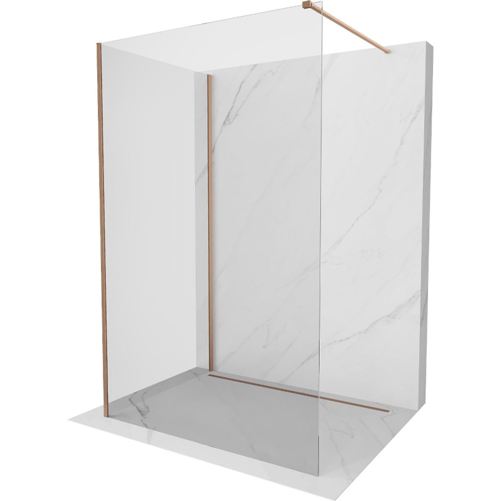 Mexen Kioto Duschtrennwand Walk-in 130 x 105 cm, transparent, gebürstetes Kupfer - 800-130-212-65-00-105