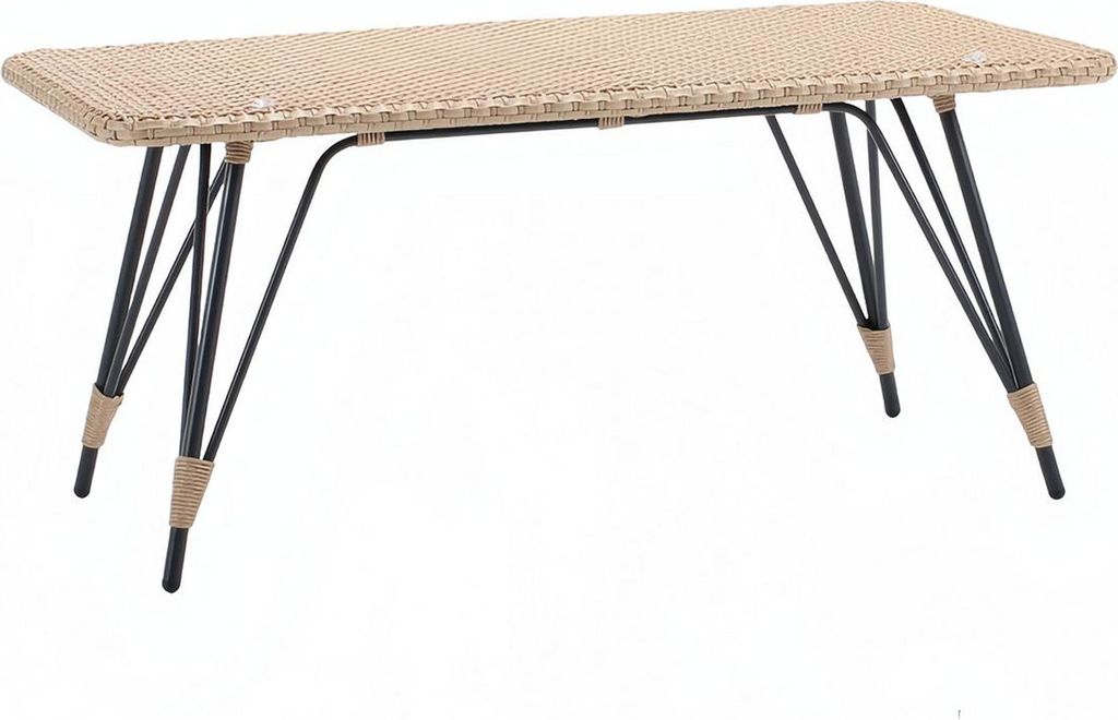 Couchtisch Luxus Kaffeetisch Sofatisch Beistelltisch Rattan Beige Tisch