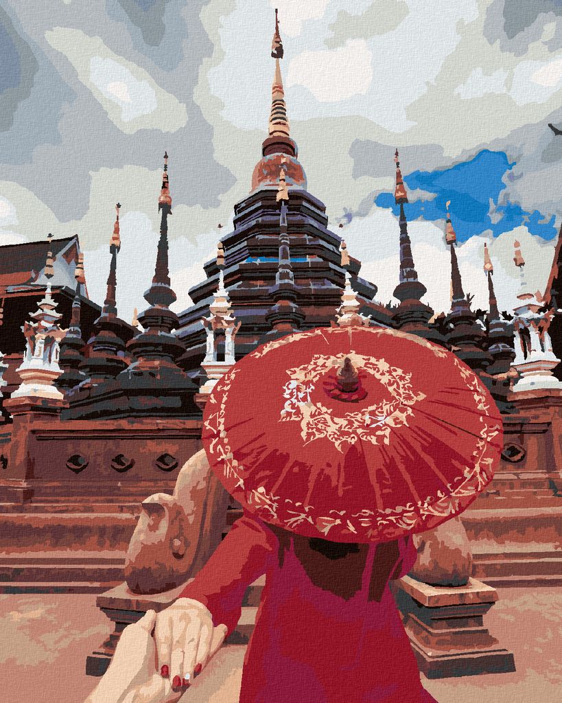 Zuty - Malen nach Zahlen - FRAU AM TEMPEL, 40x50 cm, ohne Keilrahmen