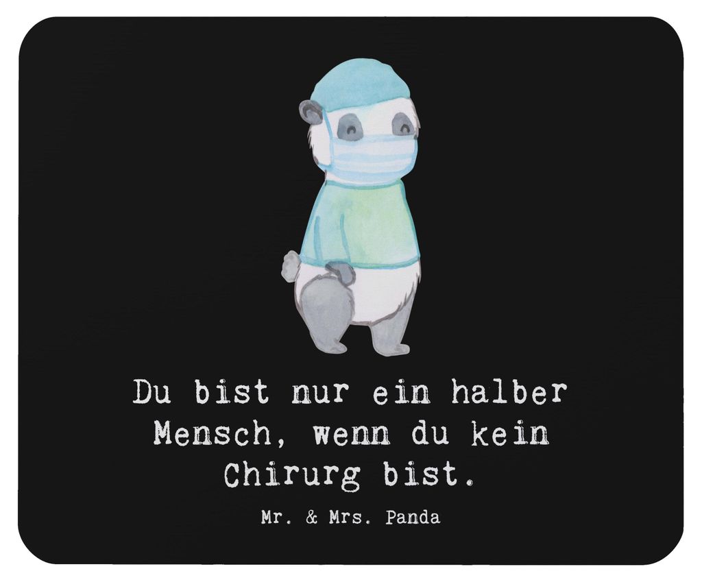 Mr. & Mrs. Panda Mousepad Chirurg Herz - Schwarz - Geschenk, Mauspad, laptop, Mouse Pad, pc, Arzt, Spruch, Krankenhaus, Mediziner