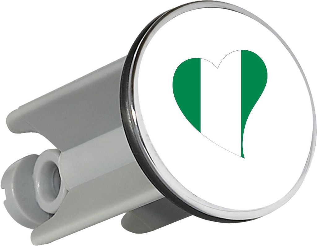Huuraa Waschbeckenstöpsel Nigeria Flagge Herz 4cm höhenverstellbar Abflussstopfen Geschenkidee