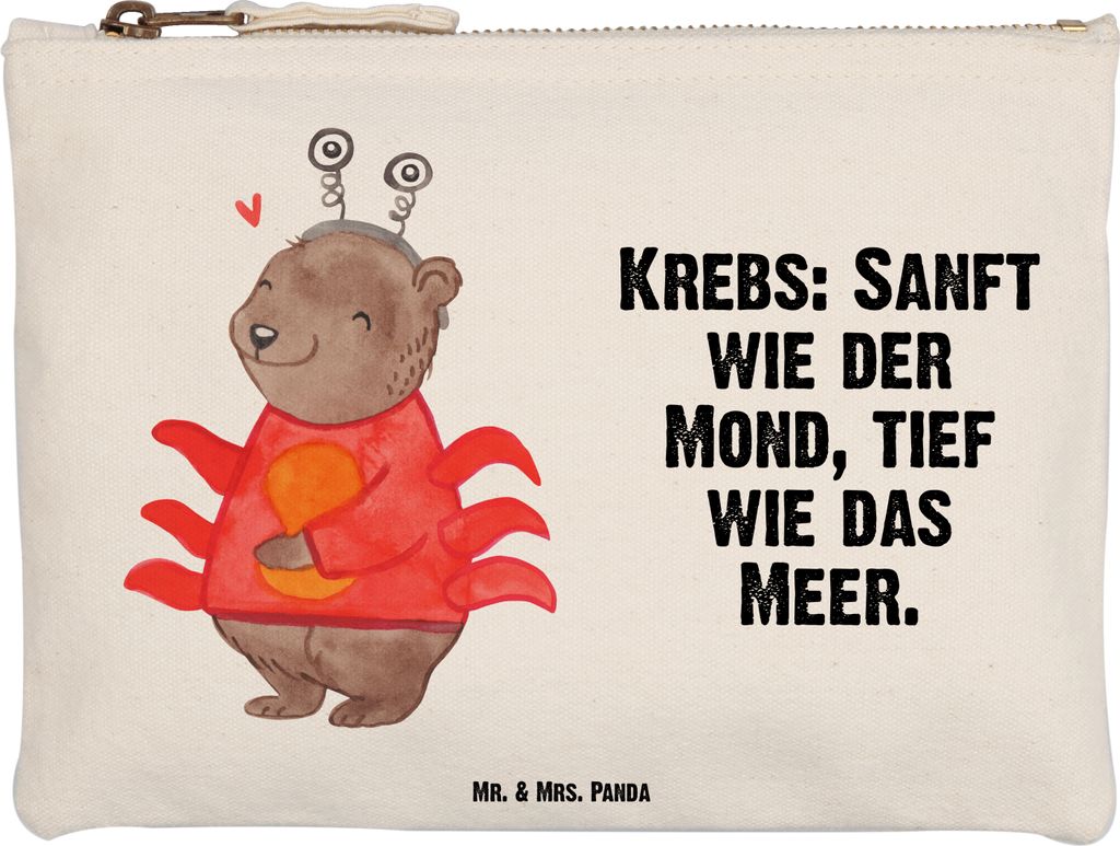 Mr. & Mrs. Panda Etui Krebs Astrologie Größe M - Weiß - Geschenk, Stifteetui, Geburtstagsgeschenk, Stoffbeutel, Kosmetiktasche, Sternzeichen, Ku...