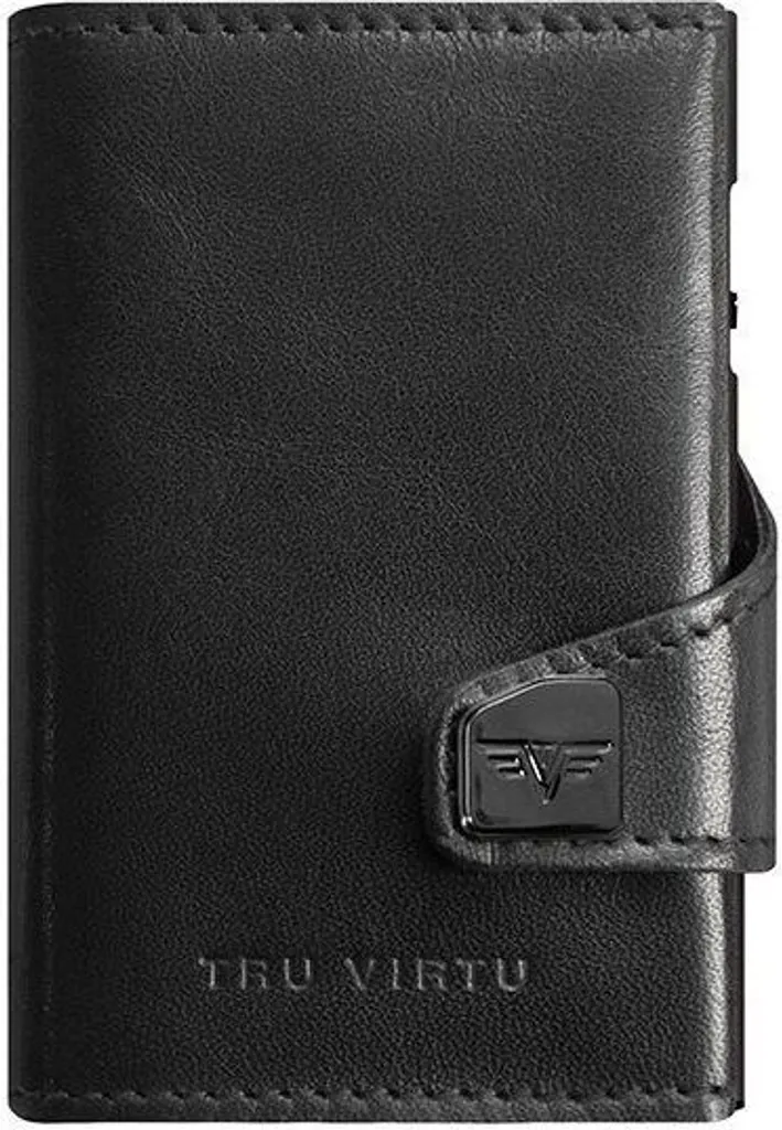 Portefeuille Anti-RFID Click & Slide Tru Virtu Cuir Noir Nappa Luxe