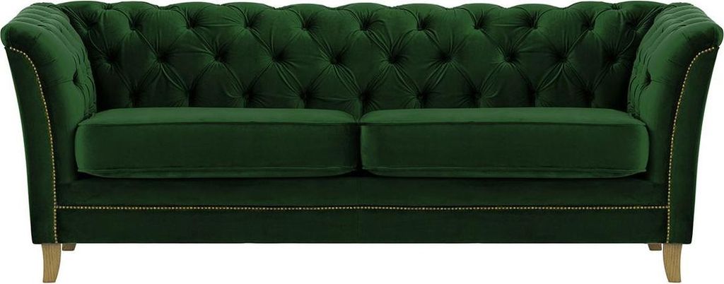 Dreisitzer-Sofa Karin-Velluto 10-helle Eiche-rustikales Gold