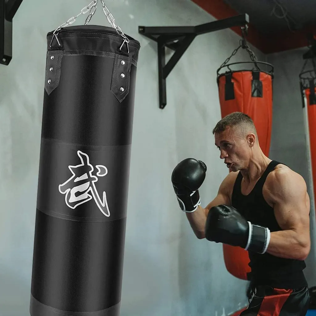Set de Sac de Frappe Vide 100cm Noir pour Entraînement Boxe et Combat