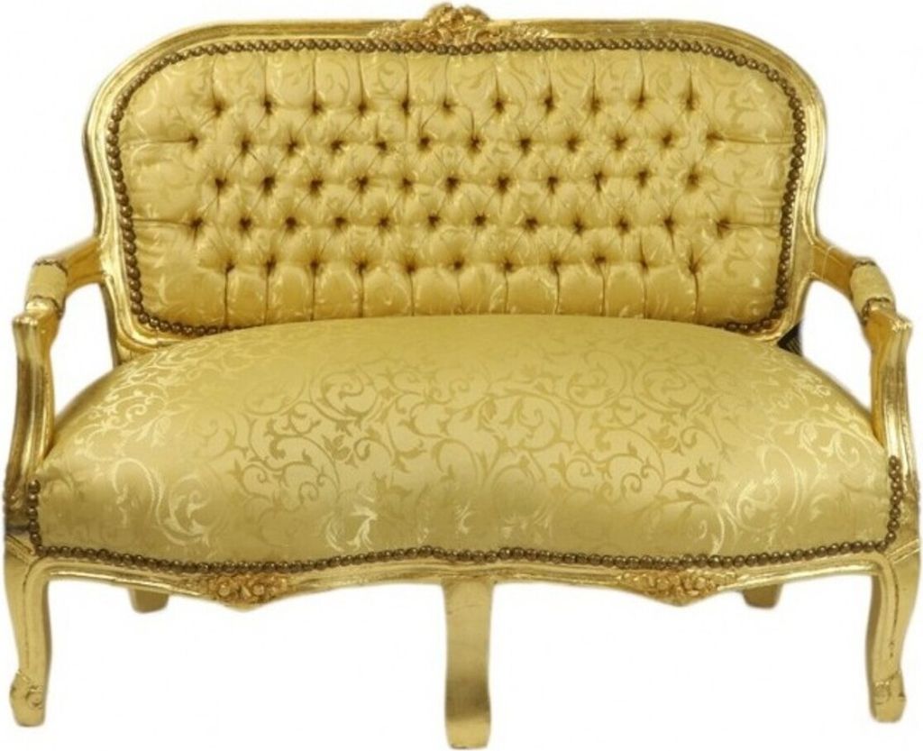 Casa Padrino Barock Kinder Sitzbank Gold Muster / Gold Produktbild 
