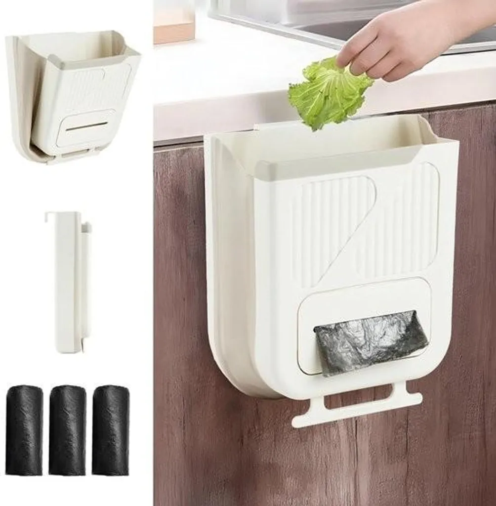 Poubelle de placard rétractable 90L en plastique avec sacs de rechange