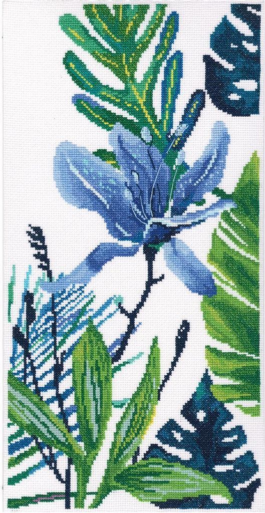 RTO Kreuzstich Set "Blaue Blume" M748, Zählmuster, 20x40 cm