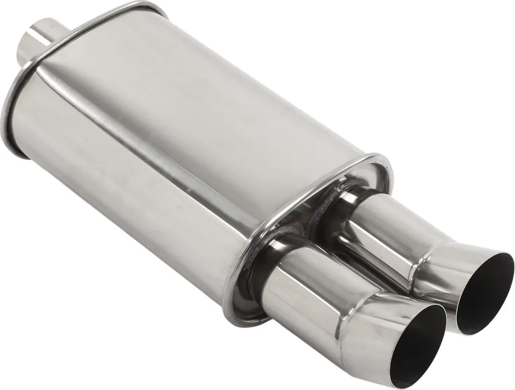Silencieux double en inox argent 64 mm style DTM haute résistance voiture