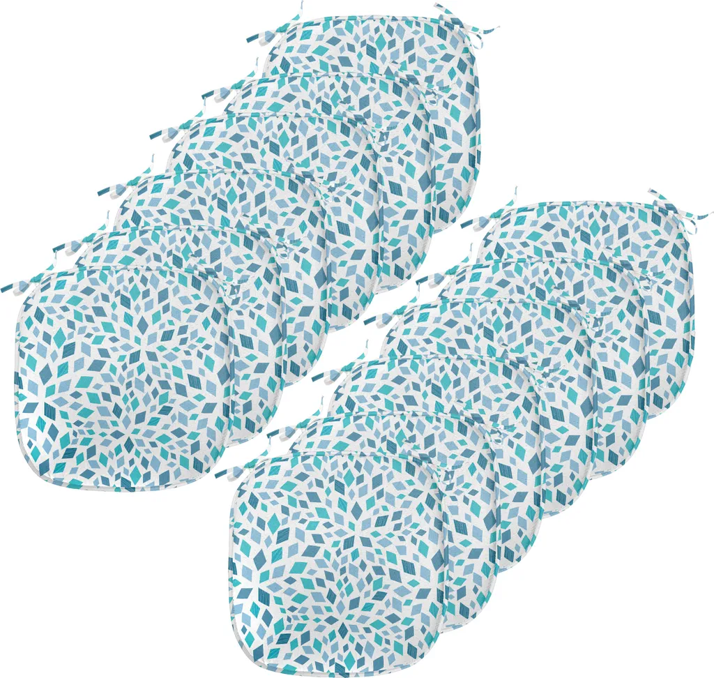 ABAKUHAUS Lot de 12 Coussins de Chaise 40x40 cm Mosaïque Bleue et Turquoise