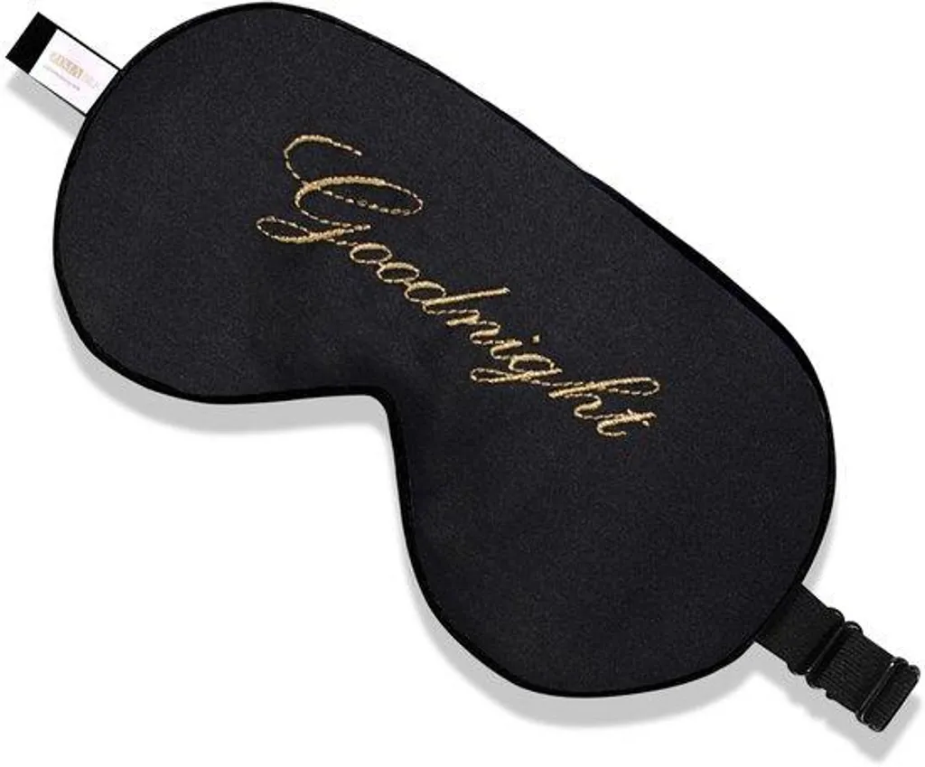 Masque de nuit 100% soie de mûrier ajustable noir, occultation totale