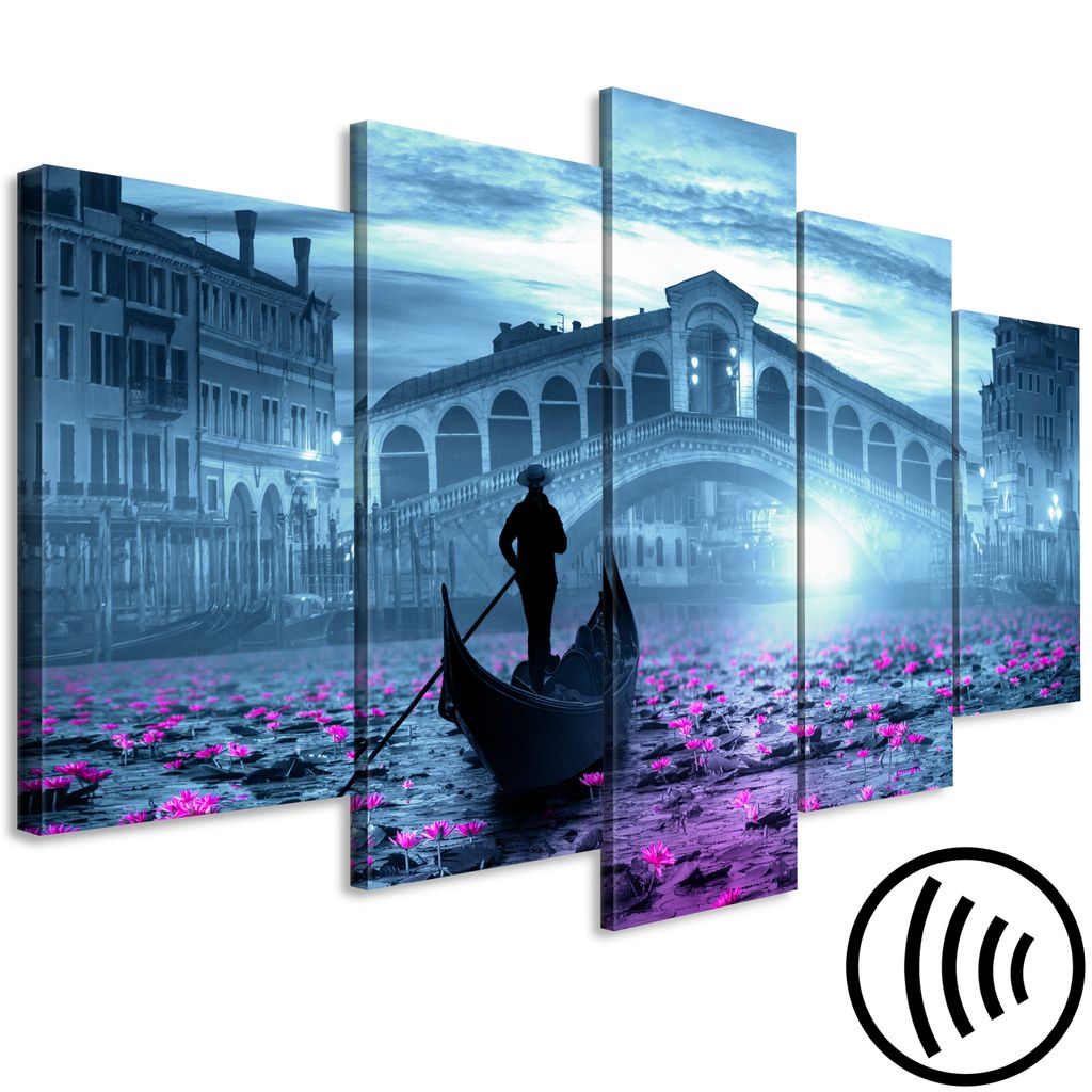 Akustikbild Stadt 200x100 cm Bilder Akustikschaum Hochleistungsschallabsorber Schallschutz Leinwand 5 tlg Wandbild Raumakustik Schalldämmung Vened...