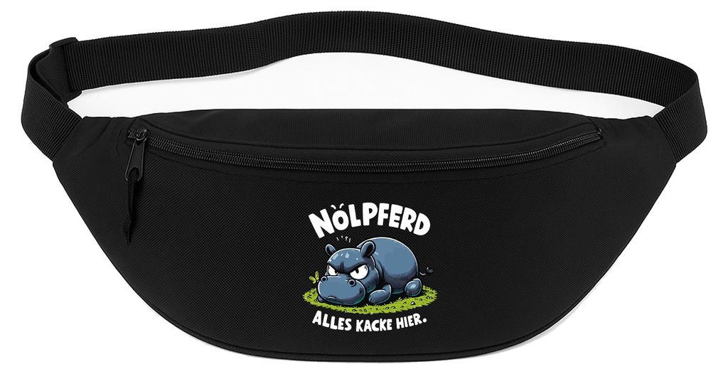 Huuraa Bauchtasche Nölpferd, alles kacke Nilpferd 2,5 Liter Black Polyester Crossbody Bag Geschenkidee