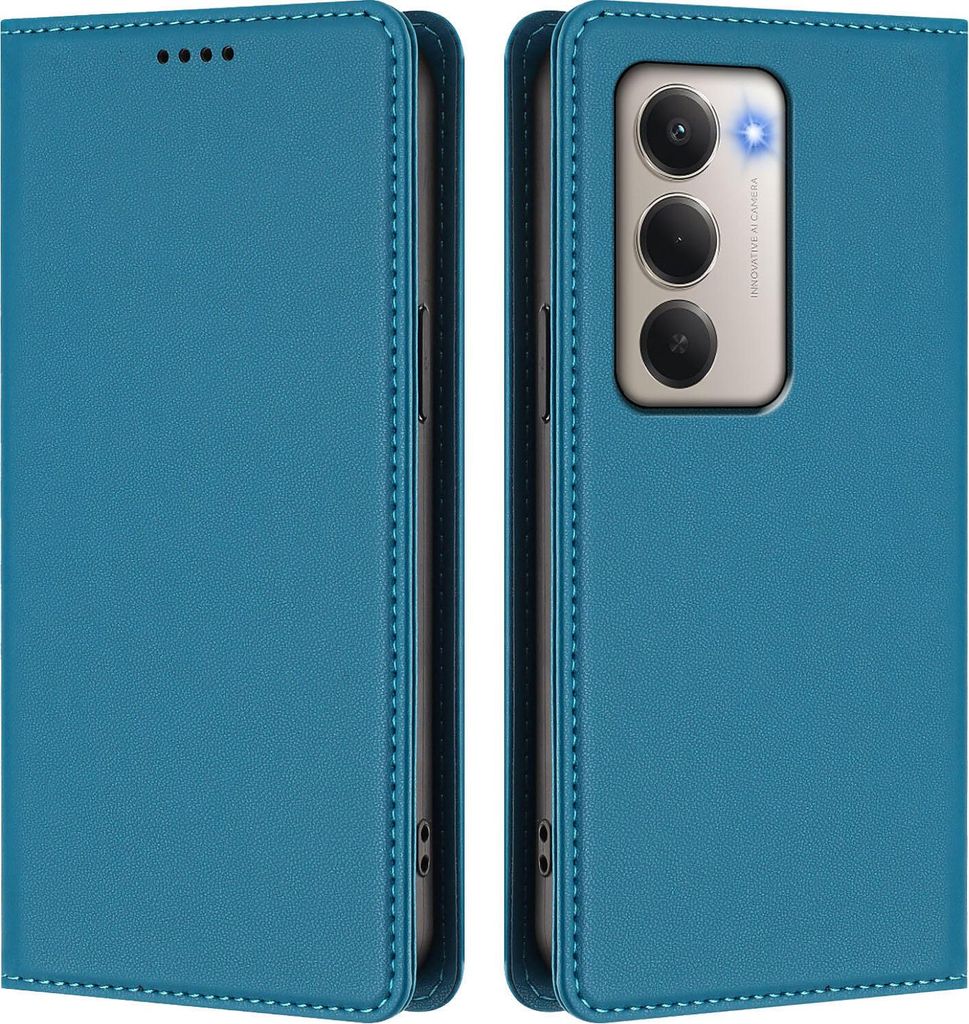 Handyhülle für Xiaomi Redmi 15 5G/4G, Kunstleder Klapphülle Stoßfeste Magnetische Hülle mit Ständer Blau