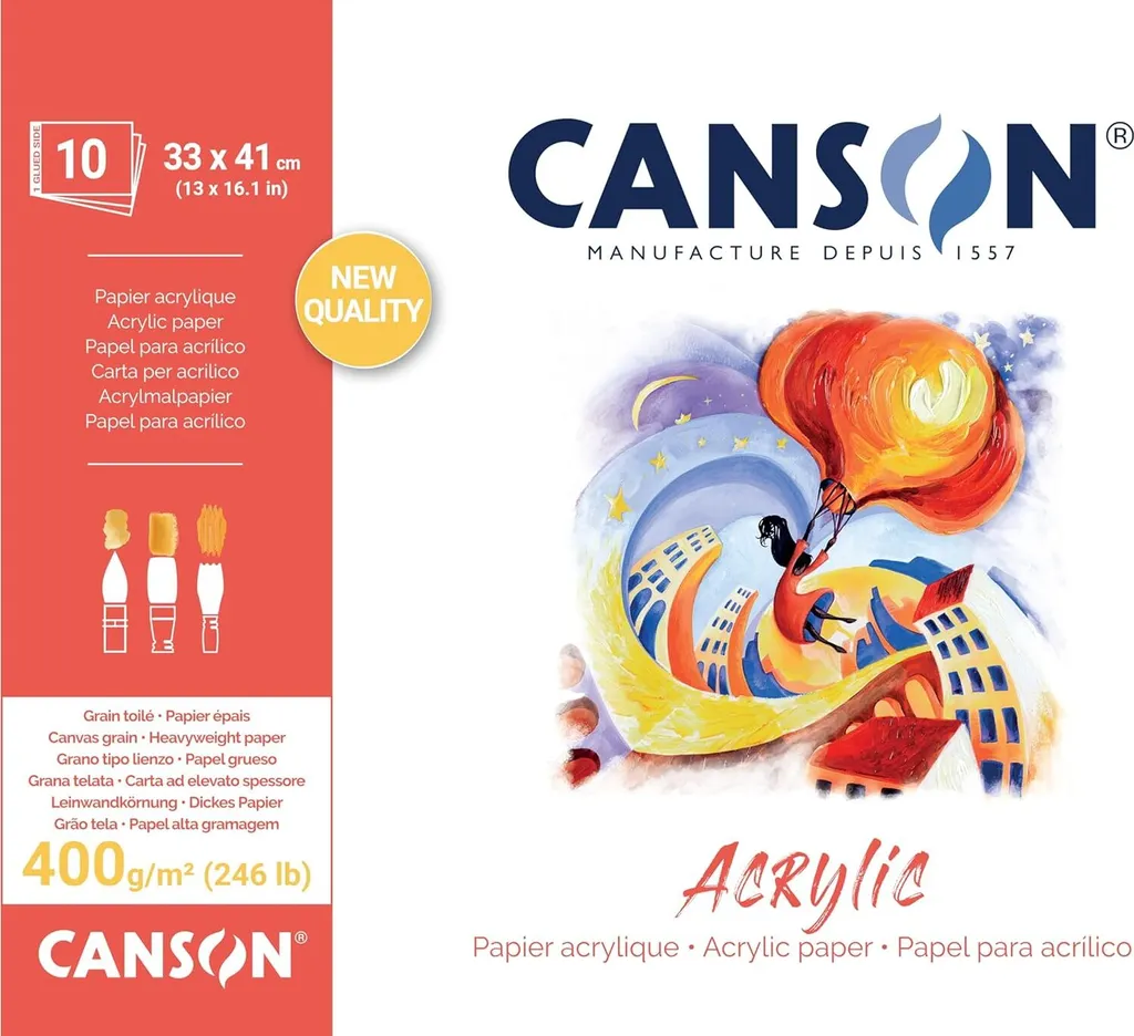 Bloc Canson pour Peindre à l'Acrylique sans Gondolement 33x41cm 400g