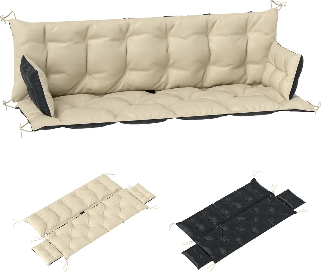 Outsunny Coussin Confort 180x110cm Banc 3 Places - Assise Épaisse 8cm