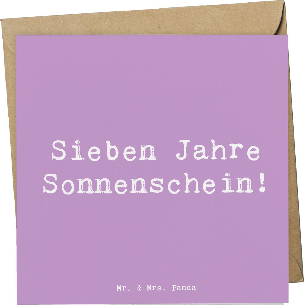Mr. & Mrs. Panda Glückwunschkarte Spruch 7. Geburtstag Sonnenschein - Lavendeltraum - Geschenk, Klappkarte, Kinder, doppelkarte, Milestone, Grußk...
