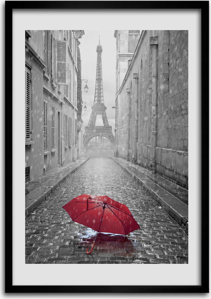 Bild - Bilderrahmen - Foto - 70 cm x 100 cm - MDF - Rahmen - Wandkunst - Sonnenschirm Frankreich