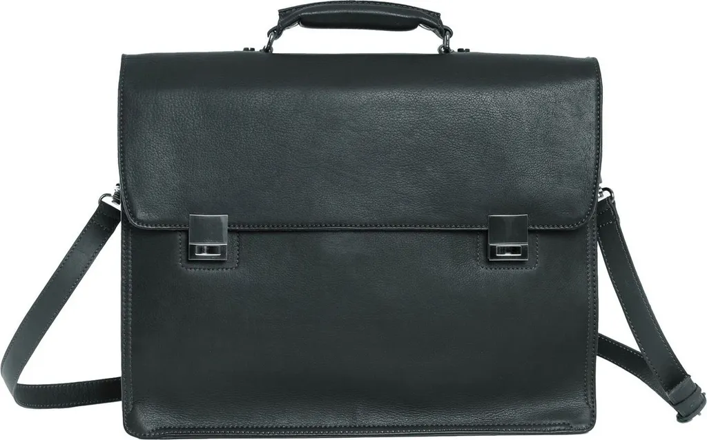 Serviette Business Cuir Noir pour Déplacements et Travail Bureau 15"
