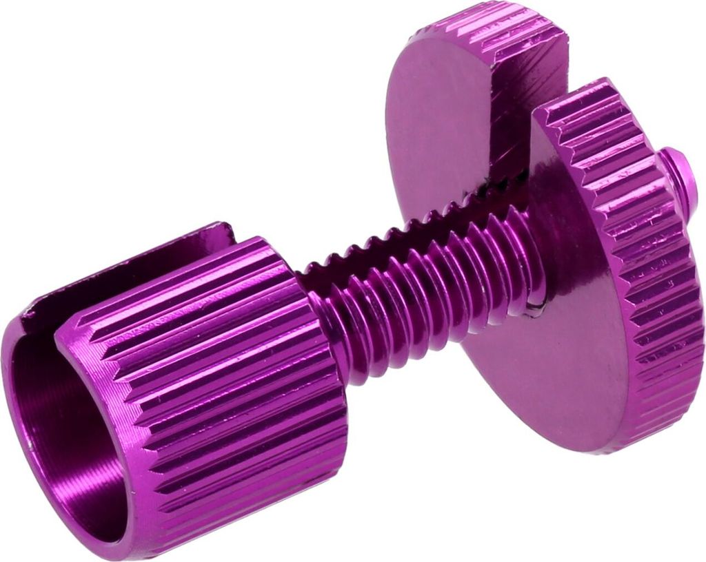 Einstellschraube Violett eloxiert, für Bowdenzug, M6 x 22, geschlitzt - Simson S51, S50, SR50, Schwalbe KR51, SR4
