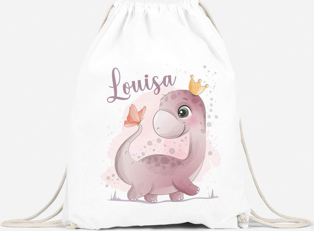 Kinder Turnbeutel mit Name Dino Dinosaurier Schmetterling personalisierte Geschenke Mädchen Jungen SpecialMe Mädchen weiß unisize