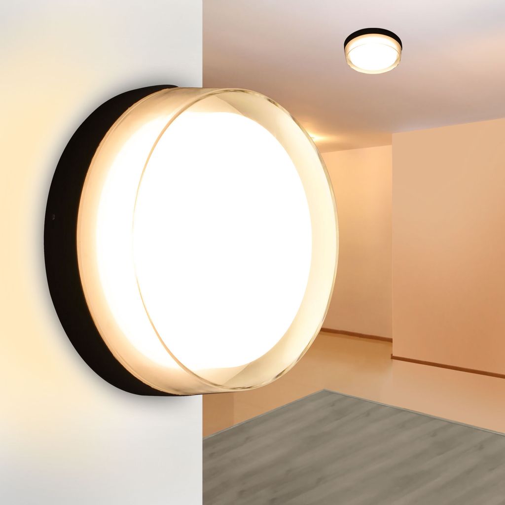 Außenwandleuchte aus Aluminium LED 1340 – Rund Ø 21cm, IP54, Warmweiß