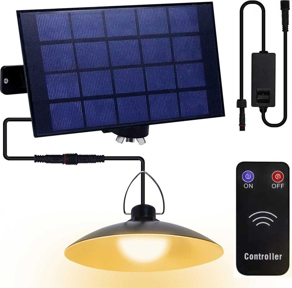 Außen Solarlampe Wasserdichte Garten Solar Pendelleuchte mit 1 Lampen und Fernbedienung, Warmweiß