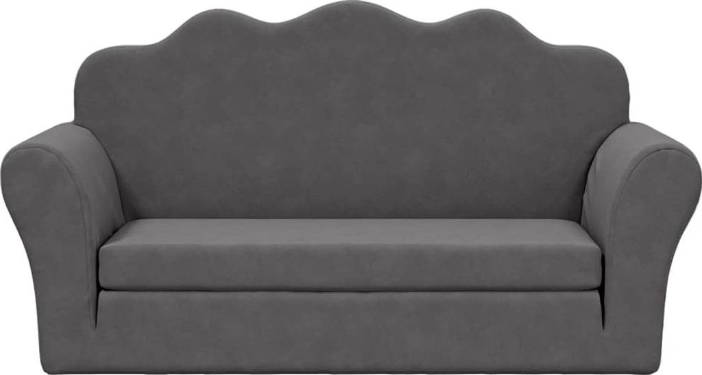 Kinder-Schlafsofa 2-Sitzer Anthrazit Weicher Plüsch 357060 Produktbild 3