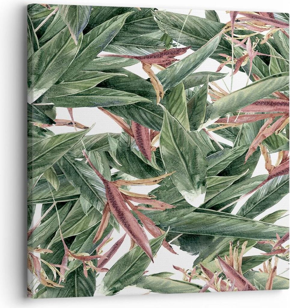 Bild auf Leinwand - Leinwandbild - Pflanze Blatt Blume - 30x30cm - Wand Bild - Wanddeko - Wandbilder - Leinwanddruck - Bilder - Kunstdruck - Wandde...