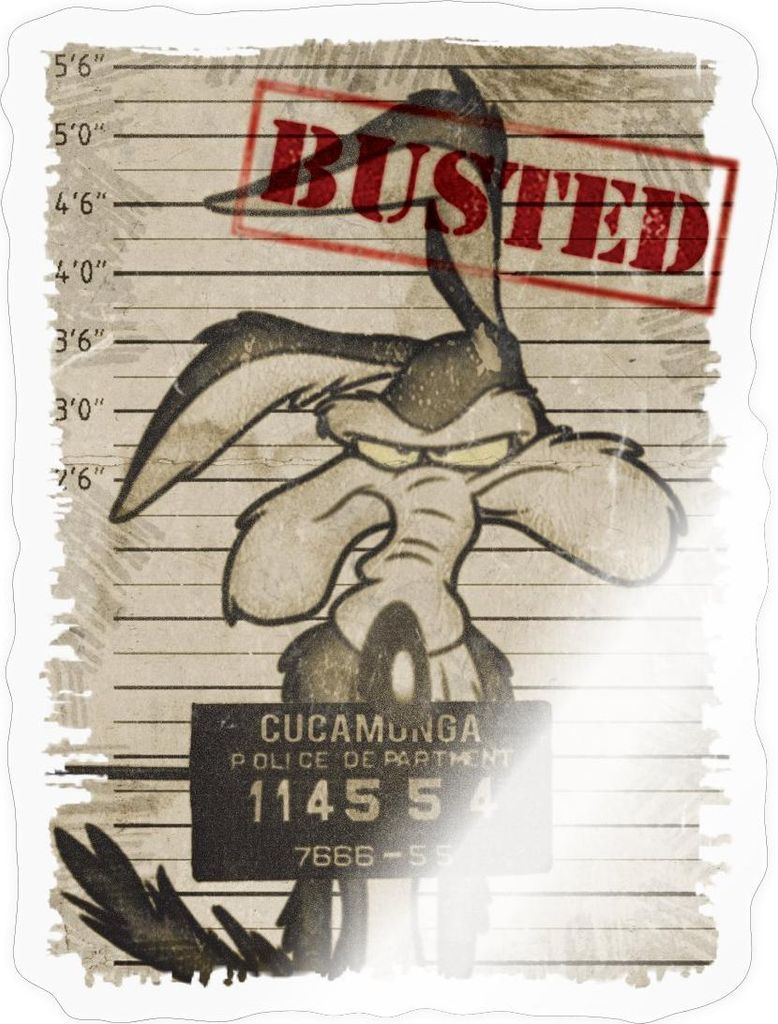 Spreadshirt Looney Tunes Wile E. Coyote Busted Sticker Aufkleber, 10 x 10 cm, Transparent glänzend