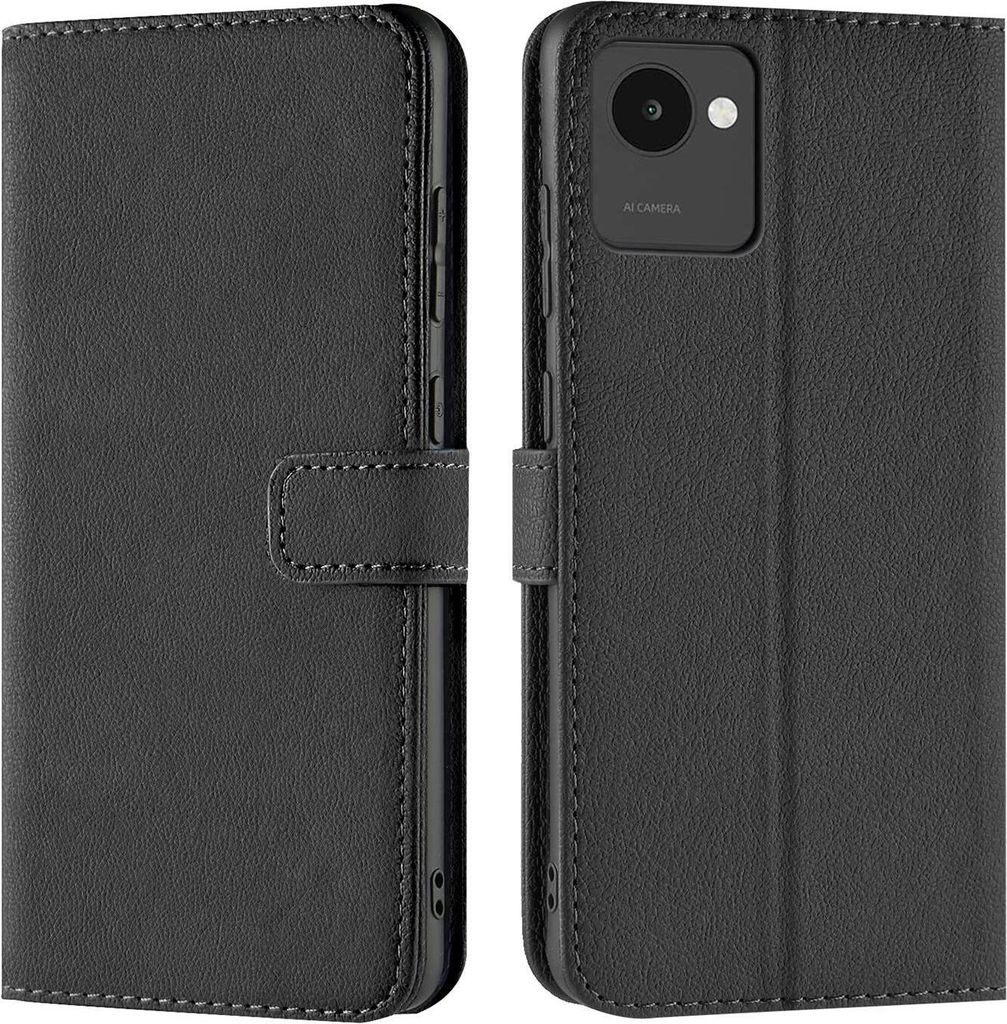 Conie Klapp Tasche für Realme Narzo 50i Prime Kartenfach Rundumschutz Hülle in Schwarz