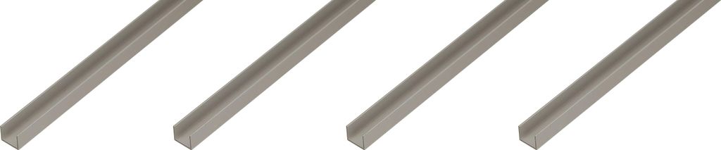 Alberts 4 x U-Profil speziell für Spanplatten, 15 x 22 x 15 x 1,5 mm, Länge 1 m, Aluminium, silberfarbig eloxiert