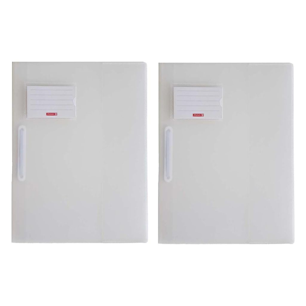 Brunnen | 2 Schnellhefter FACT! pp (2er Set weiß/transparent) (A4, transluzent, mit Namensschild, Einstecktasche, Dokumentenmappe, Schulsachen)