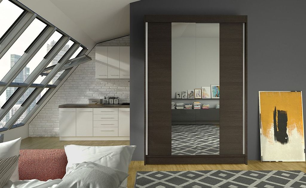 Moderner Kleiderschrank LINH 2 – Breite 120 cm, schokobraun
